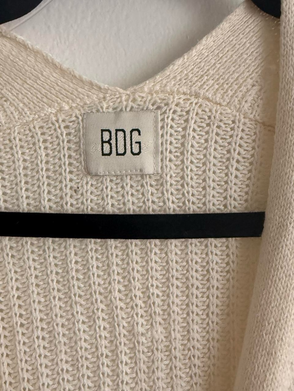 Cream Ribbed V-Neck Button Cardigan Sweater - Picture 3 of 4